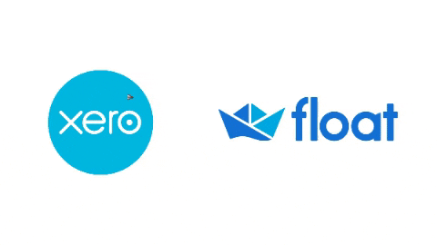 Xero logo and Float app logo with moving arrow going from left to right connecting the two