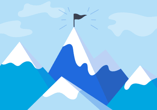 Flag on top of mountain peak